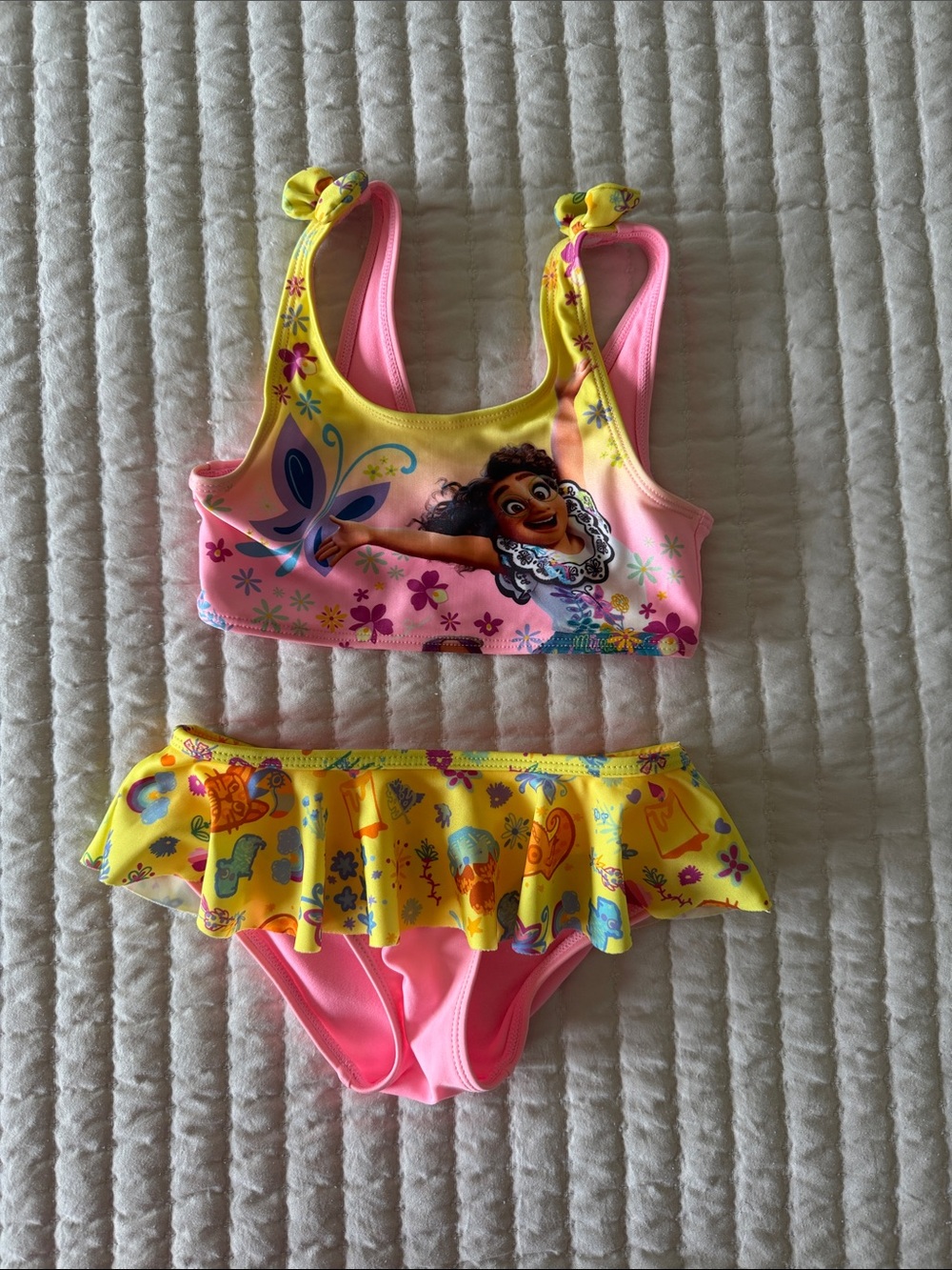 H&M Girls Pink and Yellow Moana Two-Piece Swim Bikini